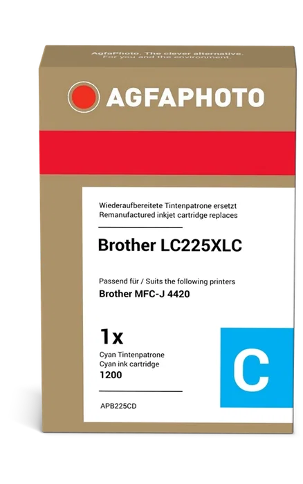 Agfa Photo Cartucho de tinta cian compatible con Brother LC225XLC (APB225CD) Agfa Photo Cartucho de tinta cian compatible con Brother LC225XLC (APB225CD)