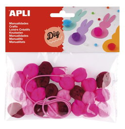 APLI Set de 5 bolsas de pompones Collares tonos rosa (25 unidades por bolsa)