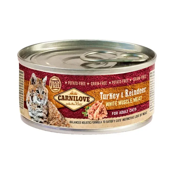 Carnilove Alimento Húmedo para Gatos Adultos Pavo y Reno - Caja 12x100 gr Carnilove Alimento Húmedo para Gatos Adultos Pavo y Reno - Caja 12x100 gr