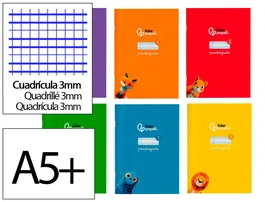 Liderpapel Libreta Pautaguía Tapa Cartoncillo 32 Hojas Din A5+ 75g Cuadriculado Pautado 3mm con Margen 6 Colores Surtidos