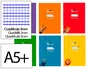 Liderpapel Libreta Pautaguía Tapa Cartoncillo 32 Hojas Din A5+ 75g Cuadriculado Pautado 3mm con Margen 6 Colores Surtidos