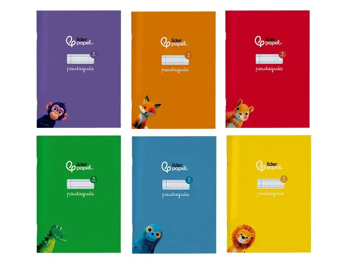Liderpapel Libreta Pautaguía Tapa Cartoncillo 32 Hojas Din A5+ 75g Cuadriculado Pautado 3mm con Margen 6 Colores Surtidos