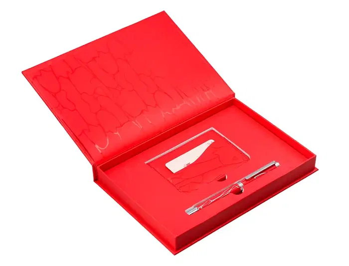 Belius Cocktails Boligrafo y Wallet Aluminio Rojo Plateado Relieve Tinta Azul Caja Diseño Elegante