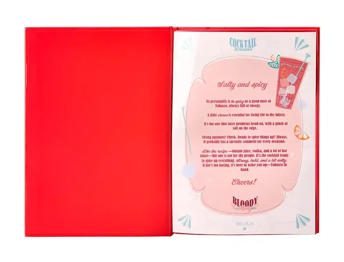 Belius Cocktails Boligrafo y Wallet Aluminio Rojo Plateado Relieve Tinta Azul Caja Diseño Elegante