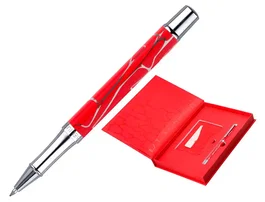 Belius Cocktails Boligrafo y Wallet Aluminio Rojo Plateado Relieve Tinta Azul Caja Diseño Elegante