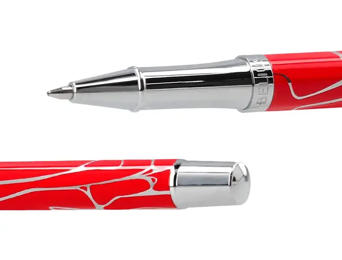 Belius Cocktails Boligrafo y Wallet Aluminio Rojo Plateado Relieve Tinta Azul Caja Diseño Elegante