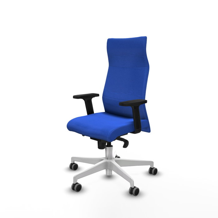 PIQUERAS Y CRESPO Sillón Albacete Azul con Mecanismo Sincro y Base Blanca