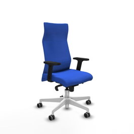 PIQUERAS Y CRESPO Sillón Albacete Azul con Mecanismo Sincro y Base Blanca