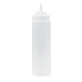 TABLECRAFT - 32563C/6 - Pack de 6 unidades - Botella exprimible con boca de 63 mm y punta ancha 710 ml - 7 x 7 x 26 cm - Blanco translúcido