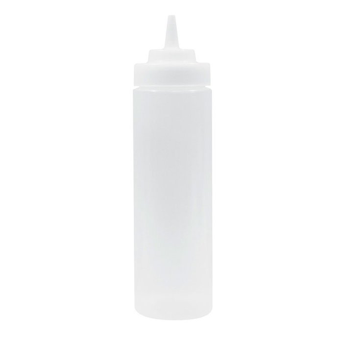 TABLECRAFT - 32563C/6 - Pack de 6 unidades - Botella exprimible con boca de 63 mm y punta ancha 710 ml - 7 x 7 x 26 cm - Blanco translúcido TABLECRAFT - 32563C/6 - Pack de 6 unidades - Botella exprimible con boca de 63 mm y punta ancha 710 ml - 7 x 7 x 26 cm - Blanco translúcido