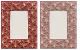 DKD Home Decor Marco de Foto 10x15cm Morado Rosa Dorado Poliester Madera (4 Unidades)