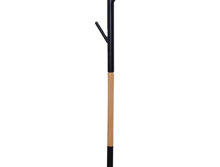 Q-connect Perchero Metálico Negro con Detalles de Madera 5 Colgadores 177x28,5 cm