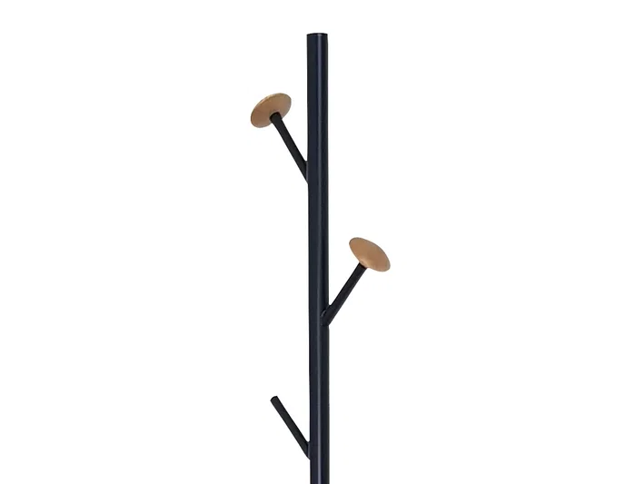 Q-connect Perchero Metálico Negro con Detalles de Madera 5 Colgadores 177x28,5 cm