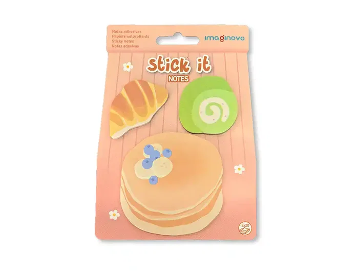 Imaginovo Bloc de Notas Adhesivas para Niños con Diseño de Tortitas Foodies - 60 Hojas, 20 Notas, Tamaños Surtidos, 3 x 150 x 110 mm Imaginovo Bloc de Notas Adhesivas para Niños con Diseño de Tortitas Foodies - 60 Hojas, 20 Notas, Tamaños Surtidos, 3 x 150 x 110 mm