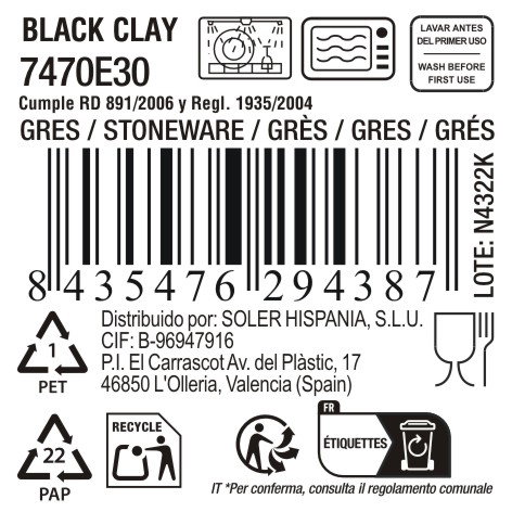 La Mediterranea Taza Black Clay 290 ml (Pack de 24 unidades)突出