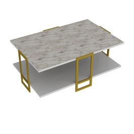Hanah Home Mesa de Centro Dorada y Blanca Mármol Elegante 91.5cm x 61.5cm x 36.6cm