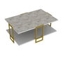 Hanah Home Mesa de Centro Dorada y Blanca Mármol Elegante 91.5cm x 61.5cm x 36.6cm