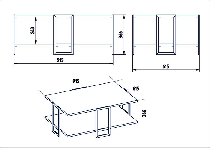 Hanah Home Mesa de Centro Dorada y Blanca Mármol Elegante 91.5cm x 61.5cm x 36.6cm