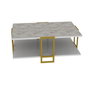 Hanah Home Mesa de Centro Dorada y Blanca Mármol Elegante 91.5cm x 61.5cm x 36.6cm