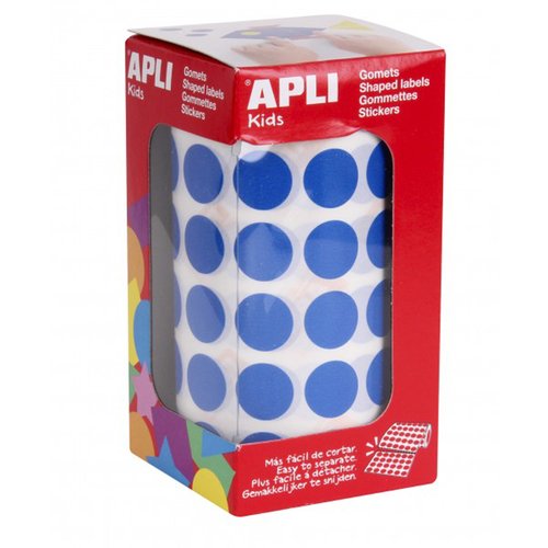 Apli Gomets Redondos 15mm Azul en Rollo