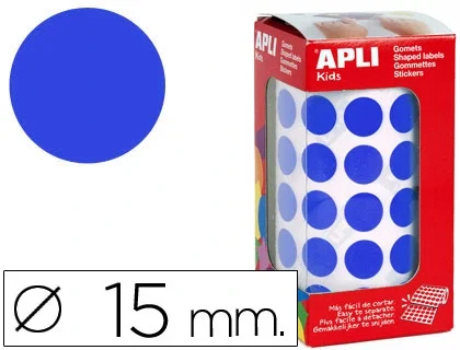 Apli Gomets Redondos 15mm Azul en Rollo