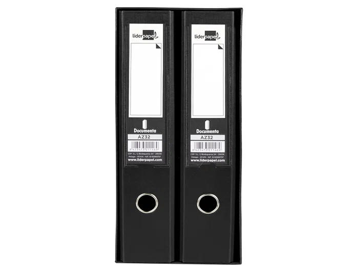 Liderpapel Módulo 2 Archivadores Folio 2 Anillas Mecanismo de Palanca 75mm Negro