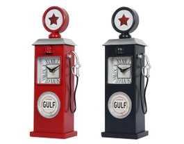 DKD Home Decor Reloj de Sobremesa Gasolina Surtido de 2 Unidades en Hierro y Cristal, Rojo y Azul Marino