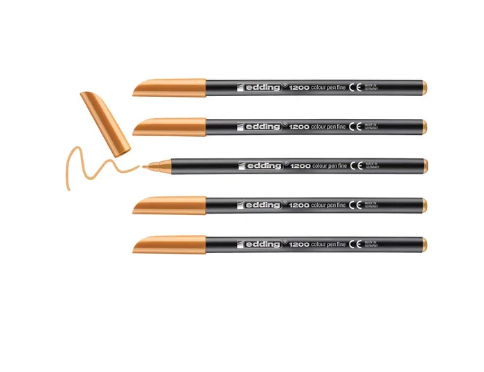 Edding Rotulador 1200 Naranja Claro punta redonda, Set de 5
