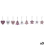 DKD Home Decor Set de 3 Colgantes de Poliéster en Colores Surtidos