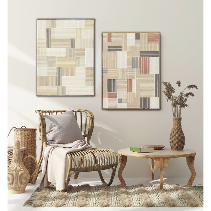 DKD Home Decor Cuadros Lienzo 3D Cuadrados Beige y Marrón (Pack de 2) DKD Home Decor Cuadros Lienzo 3D Cuadrados Beige y Marrón (Pack de 2)