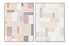 DKD Home Decor Cuadros Lienzo 3D Cuadrados Beige y Marrón (Pack de 2)