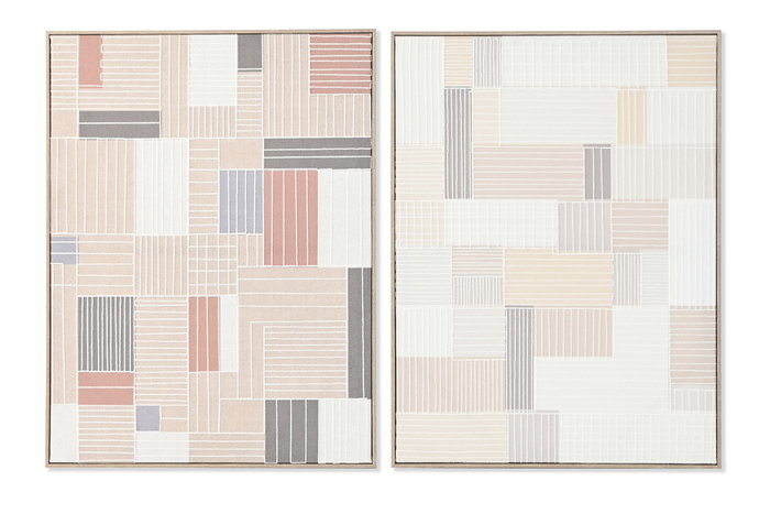 DKD Home Decor Cuadros Lienzo 3D Cuadrados Beige y Marrón (Pack de 2) DKD Home Decor Cuadros Lienzo 3D Cuadrados Beige y Marrón (Pack de 2)