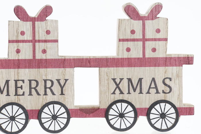 DKD Home Decor Tren Decoración Navidad Tradicional Natural Rojo 2 x 10 x 29 cm MDF (6 Unidades)