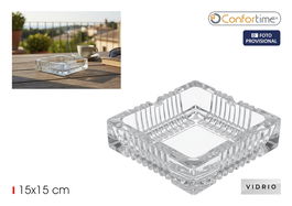 Inde Cenicero de Vidrio Cuadrado 15 cm con Base Ancha, para Exterior o Interior, Medidas 15.6 x 15.4 x 5.1 cm (24 Unidades)