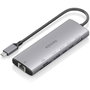 AISENS USB-C Dock 7 en 1 con HDMI 4K, RJ45, USB-A 10G, 2xUSB-C 10G y lectores de tarjetas, Gris