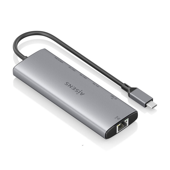 AISENS USB-C Dock 7 en 1 con HDMI 4K, RJ45, USB-A 10G, 2xUSB-C 10G y lectores de tarjetas, Gris AISENS USB-C Dock 7 en 1 con HDMI 4K, RJ45, USB-A 10G, 2xUSB-C 10G y lectores de tarjetas, Gris