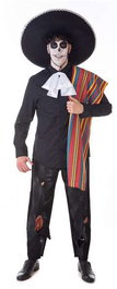 Creaciones Llopis Disfraz adulto mariachi T-L (sombrero, poncho y lazo cuello)
