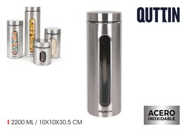 Quttin Tarro Vidrio/Acero 2200ml 10x10x30.5 cm (12 Unidades)