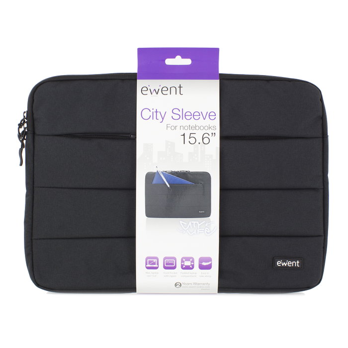EWENT City Sleeve EW2523 Funda para Portátil 15,6 Pulgadas Negro