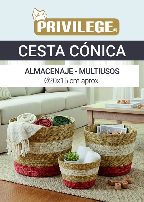 Inde Cesta Almacenaje Cónica Seagrass 20 cm (24 Unidades)