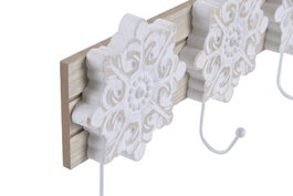 DKD Home Decor Perchero Pared Oriental Marron Blanco 5 x 17 x 38 cm (4 Unidades)