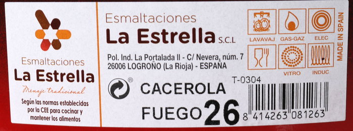 La Estrella Cacerola Esmaltada con Tapa 26 cm - 5.5 L "Fuego" (6 Unidades)