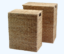 DKD Home Decor Set de 2 Cestos para la Ropa de Jacinto de Agua Natural