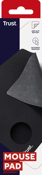 Trust 24193 Alfombrilla para Ratón Gaming Estándar, Superficie Óptima para Juegos, Negro, 250 x 210 x 3 mm