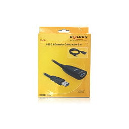 DeLOCK Cable USB 3.0 Activo Extensión 5 Metros, Conectores Macho Hembra, Negro, USB 3.2 Gen 1