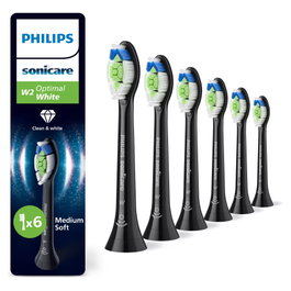 Philips Sonicare W2 Optimal White HX6066/88 Cabezales de Repuesto, Pack de 6, Negro