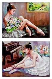 DKD Home Decor Cuadro Lienzo MDF 80x3x60 Bailarina Surtido de 2 Unidades