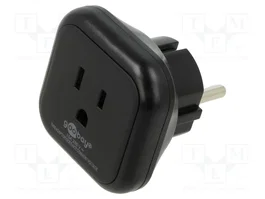 GOOBAY Adaptador de Viaje con Toma de Tierra, Negro