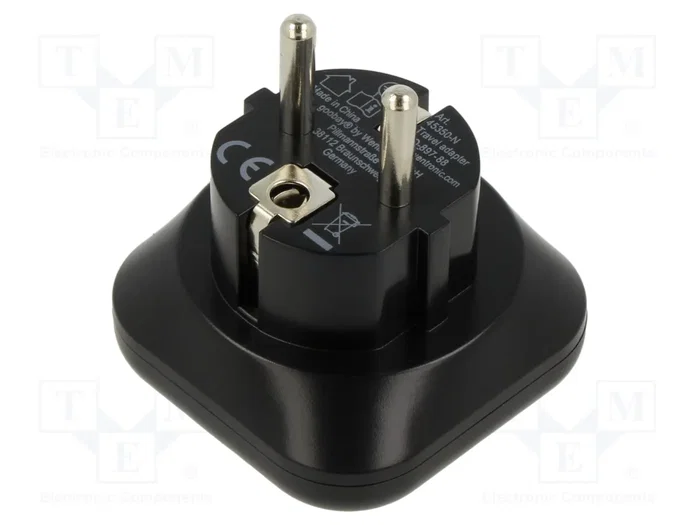 GOOBAY Adaptador de Viaje con Toma de Tierra, Negro