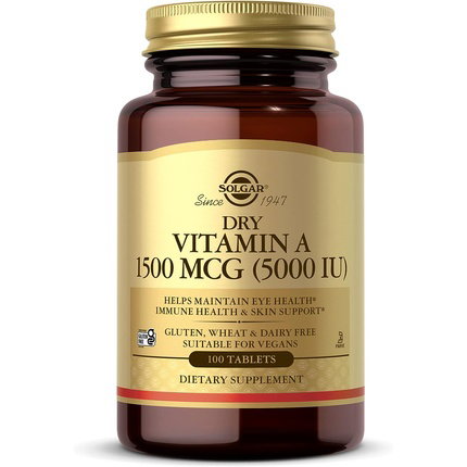 SOLGAR Vitamina A seca 5000 UI palmitato 100 comprimidos